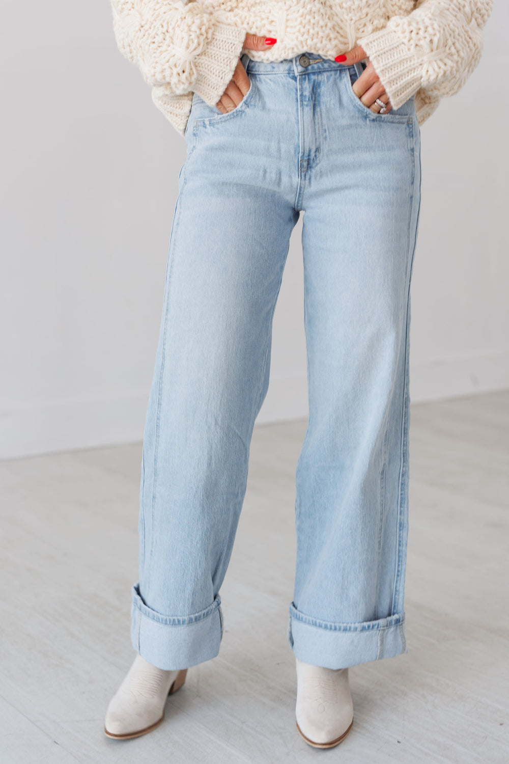 Kris Cuffed Baggy Wide Jeans